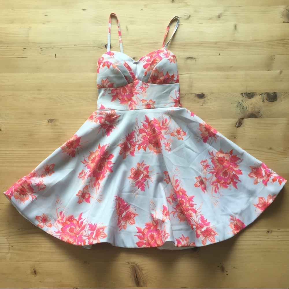 Dotti light blue floral circle dress